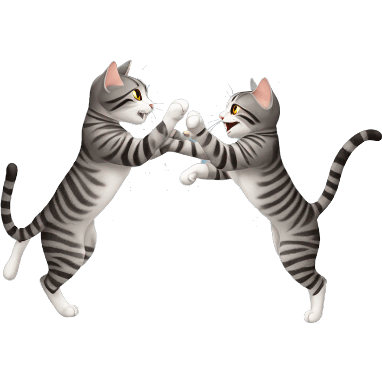 two gray tabby cats fighting emoji