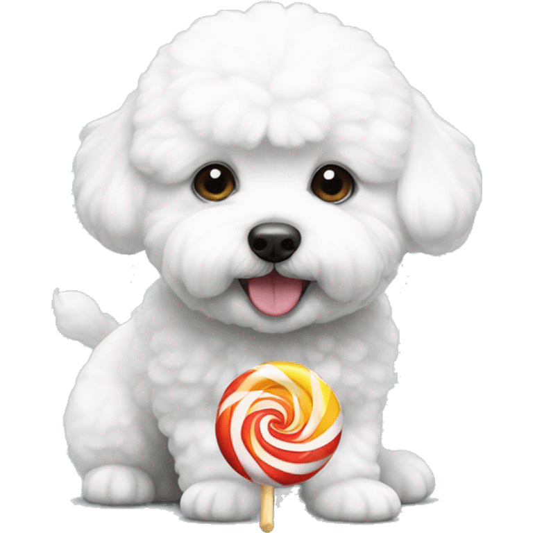 white bichon with candy  emoji