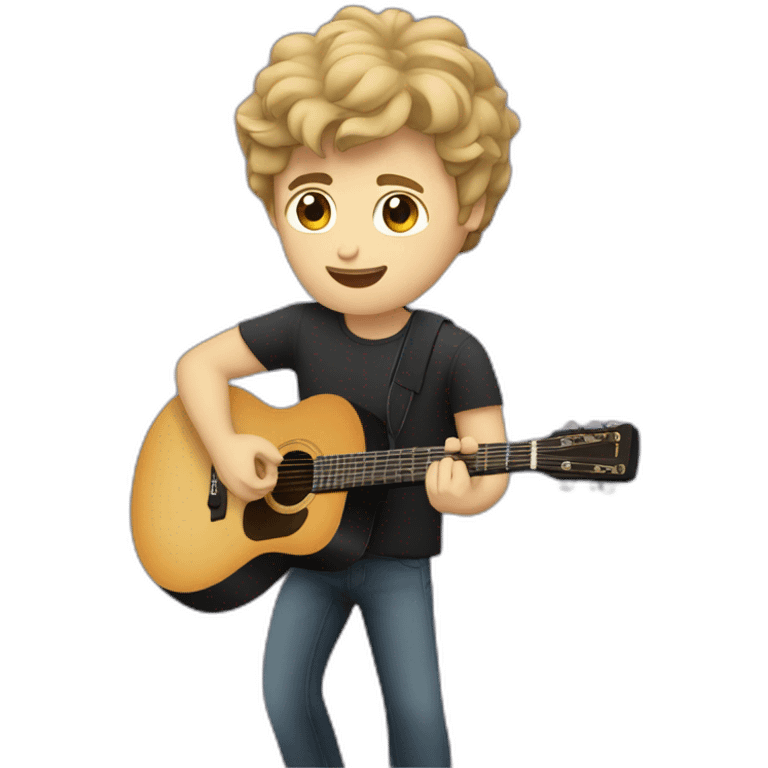 A caucasian guy with dark hair playing guitar and singing in concert emoji