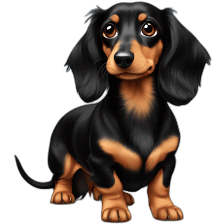 Longhaired Minature Dachshund black & Tan emoji