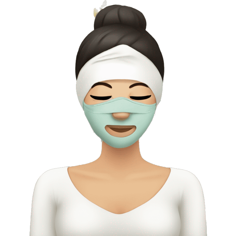 Lady with face mask spa beauty full face relaxing emoji