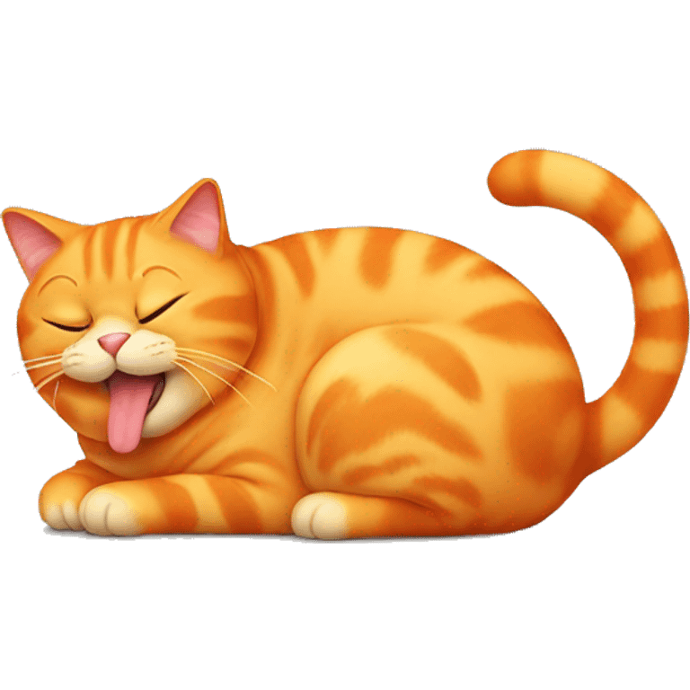 Fat orange cat licking itself emoji