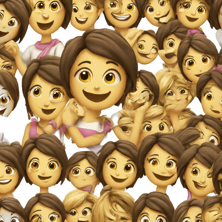 A set of 10 silly girl smiley face emojis celebrating emoji