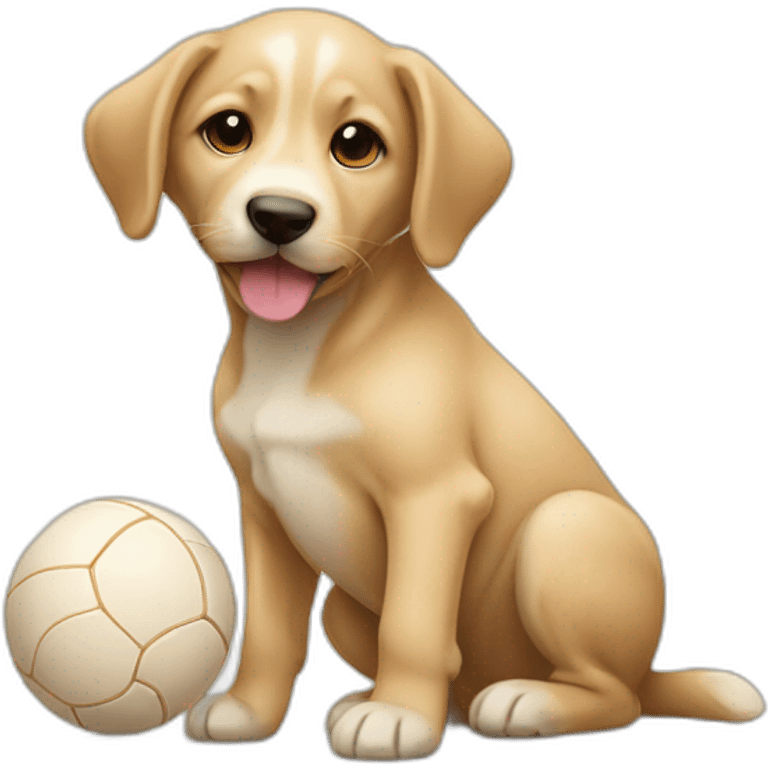 beige puppy with ball emoji