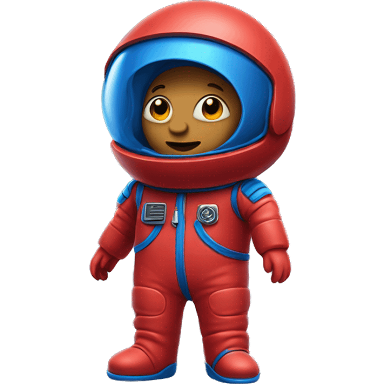 covered face blue full body tiny person in a red spacesuit with no visible arms or face with blue visor and two legs emoji