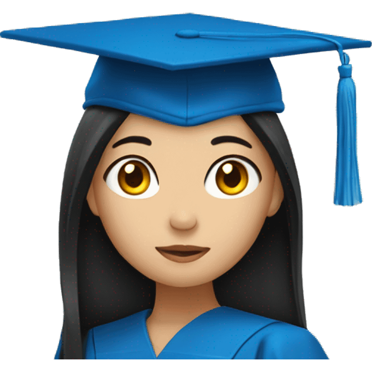 asian girl wearing blue graduation cap with long black hair emoji