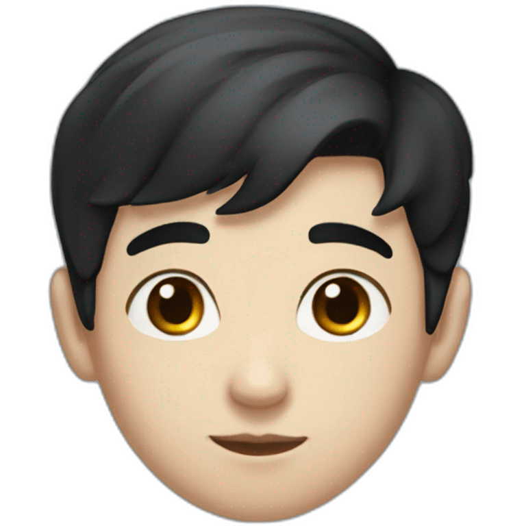 cute boy with short black hair and blue eyes and an imposing nose emoji