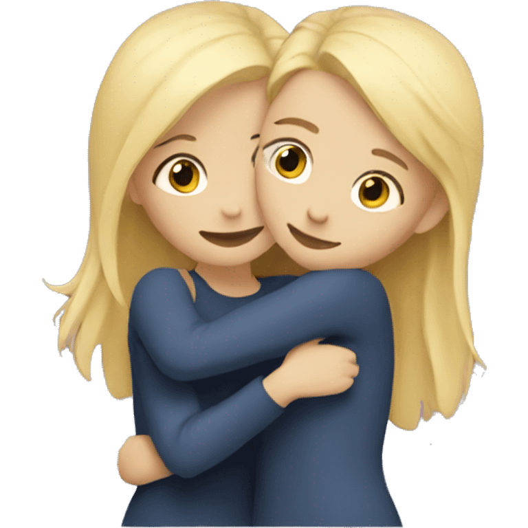 Two blonde girls hugging each other emoji