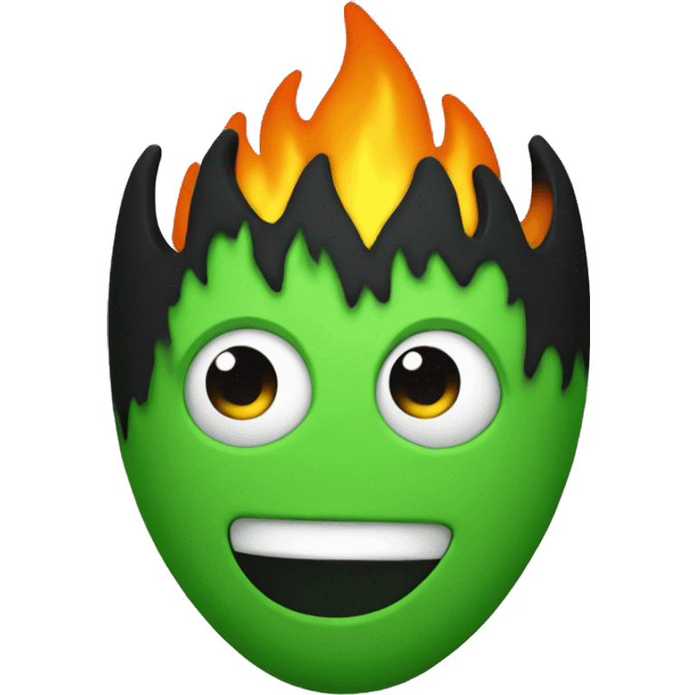 Black flame green Heart emoji