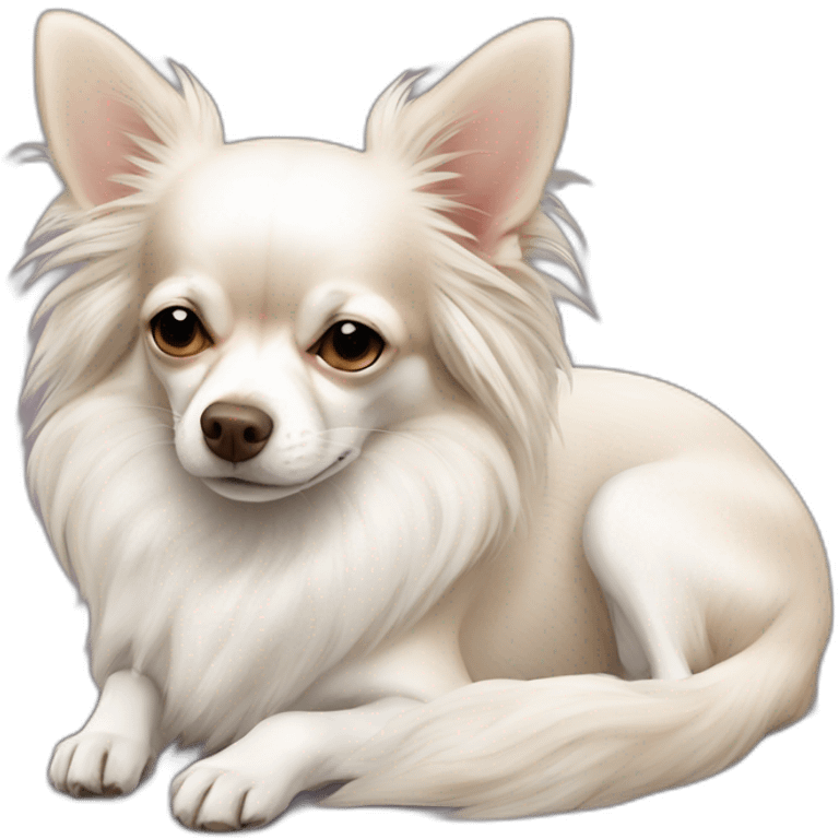 languid sleeping chihuahua longcoat white emoji