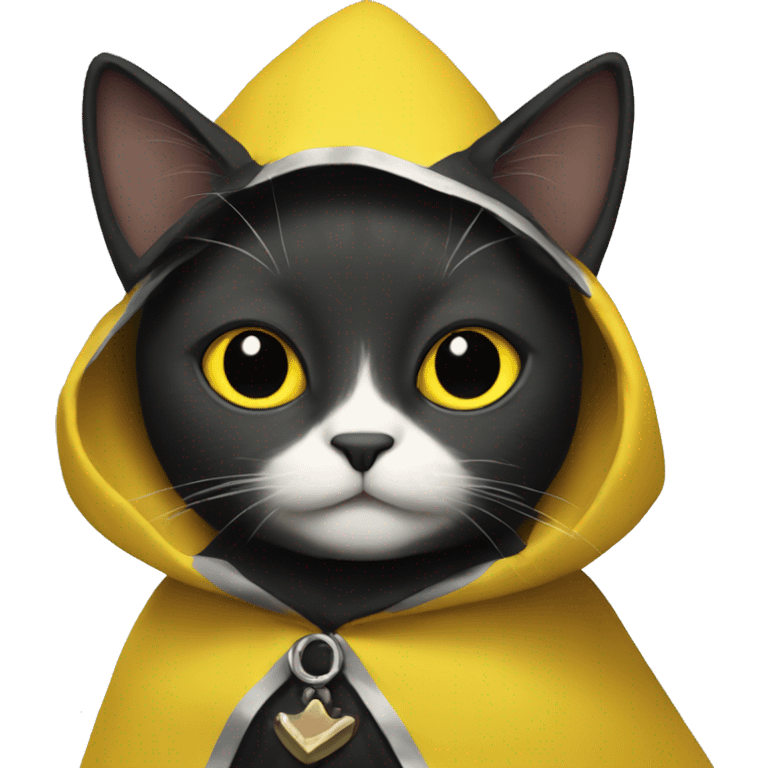 A cat in a black and yellow cape, Lovable emoji