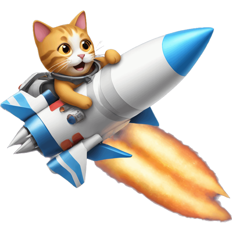 cat riding a rocket emoji