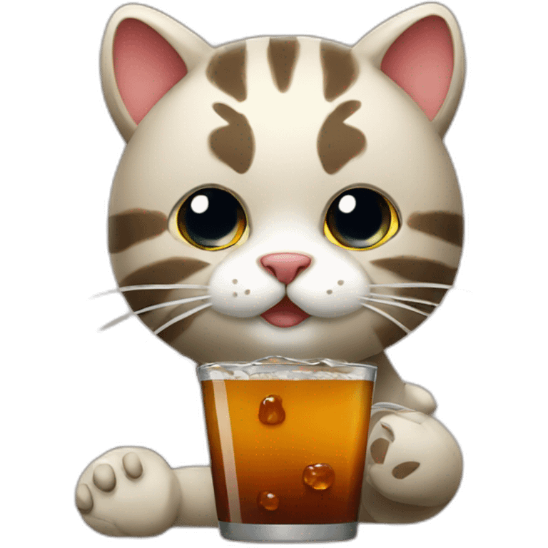 Cat drink bear emoji