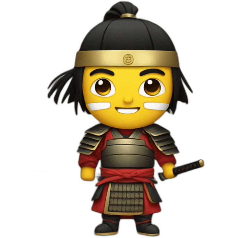 Epic Samurai with a flat smiling emoji emoji