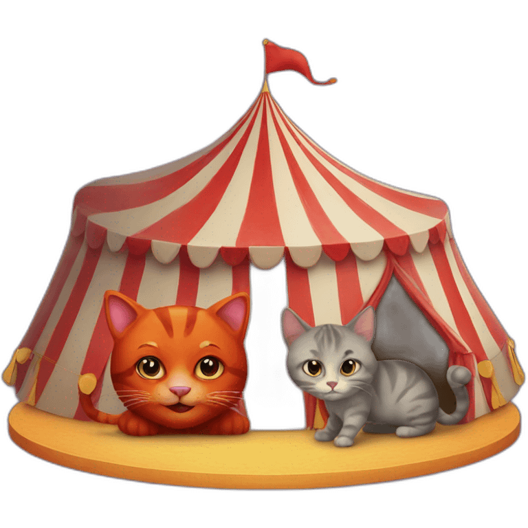 circus tent and a red cat  emoji