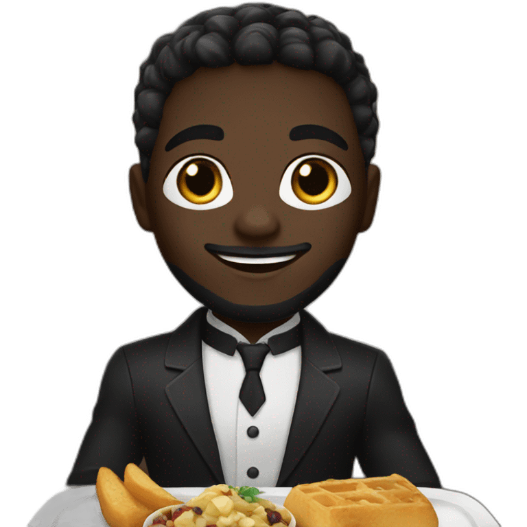 black panther character as a waiter emoji