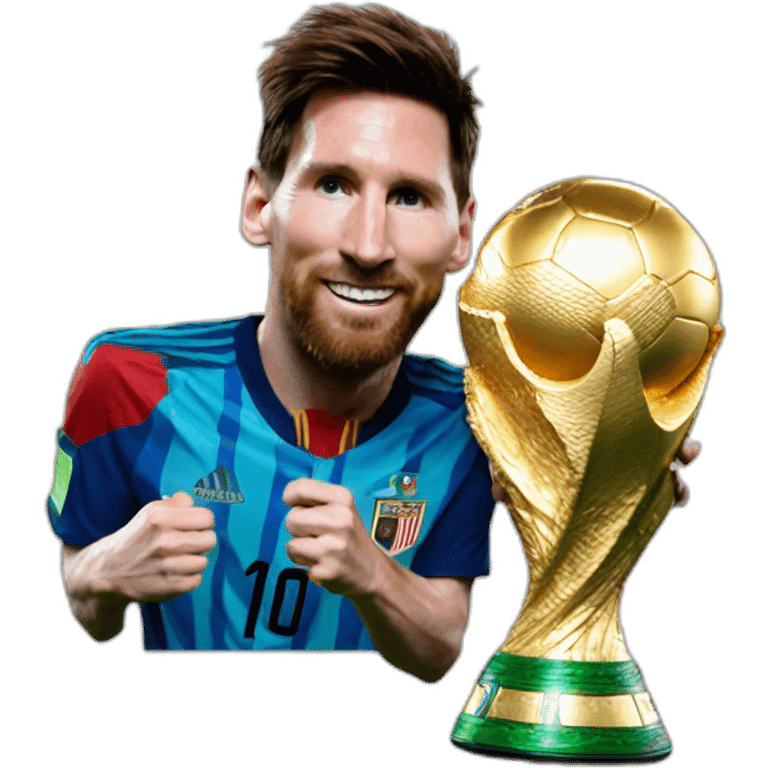 lionel messi with the world cup emoji