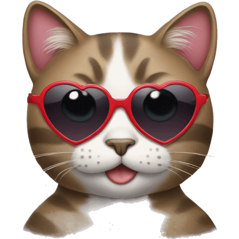 Cat with sunglasses holding a heart emoji