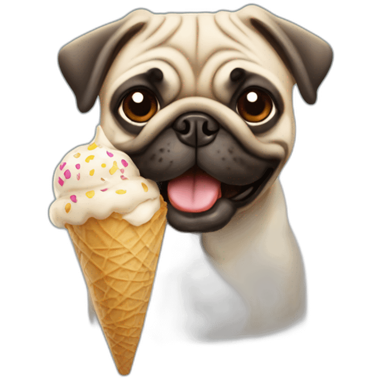 pug dog eating a ice cream emoji