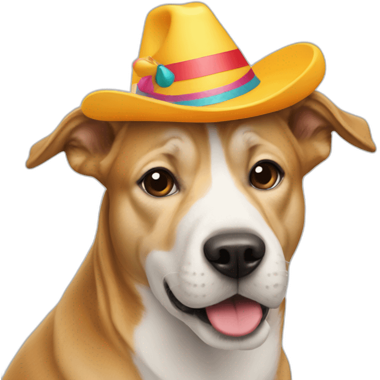 A dog in the goal whith a party’s hat emoji