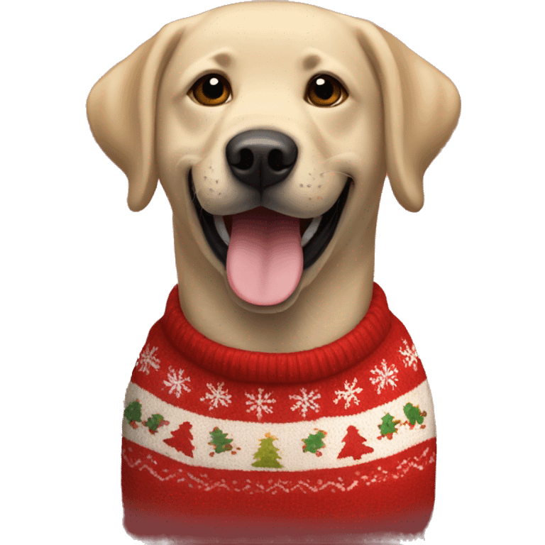 happy labrador in a christmas sweater emoji