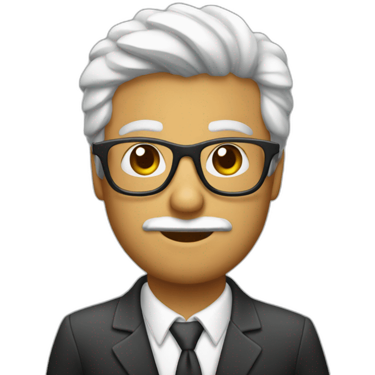 Hombre mayor pelo blanco con gafas emoji