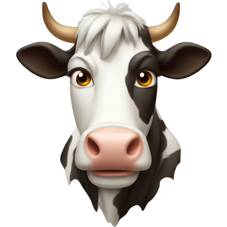 A bad female cow with a bad hair day emoji