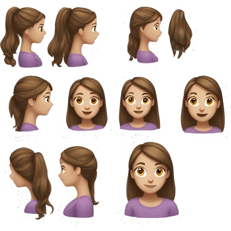 girl with brown hair in a high ponytail emoji