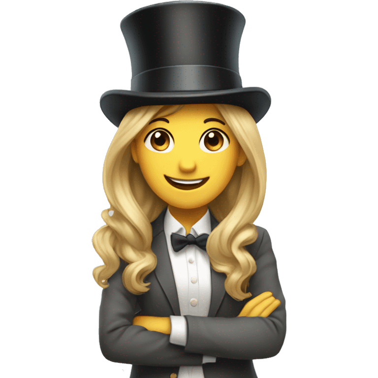 happy girl in top hat emoji