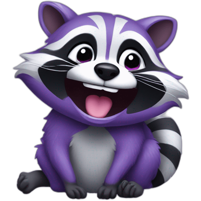 Cute violet raccoon is laughing emoji