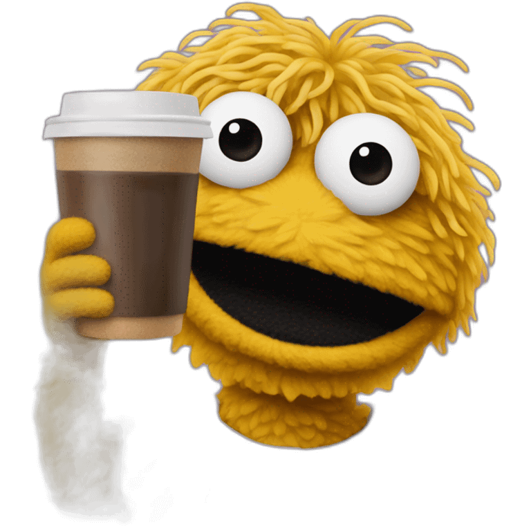 Sesame street with coffee emoji