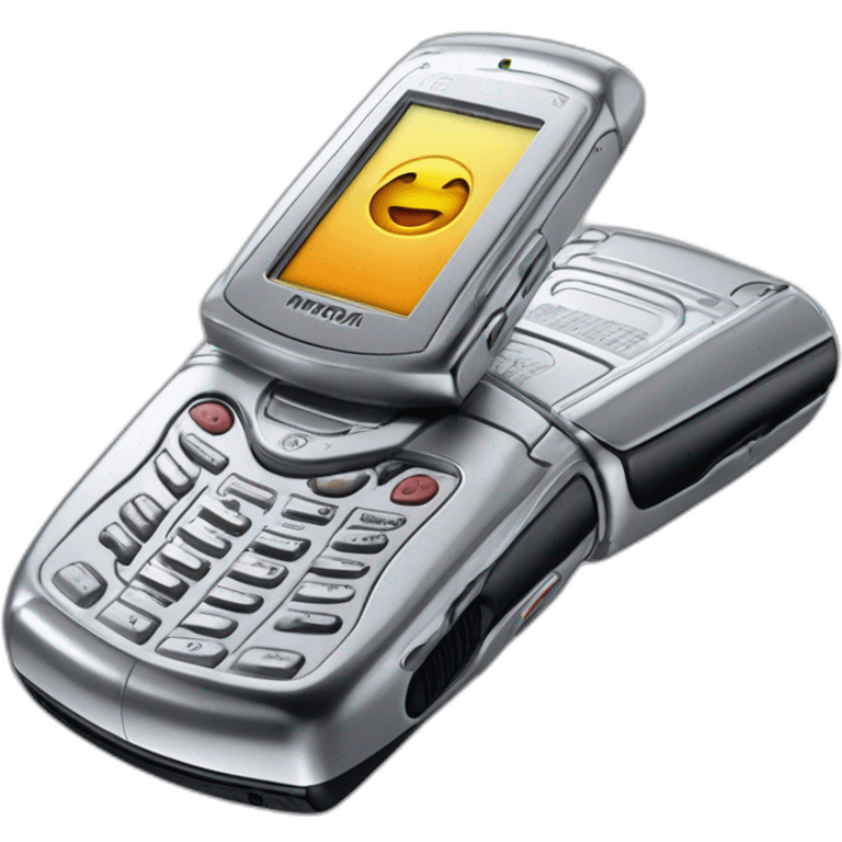 Y2k Silver Motorola Razr V3 mobile device with the iconic clamshell design no buttons visible emoji