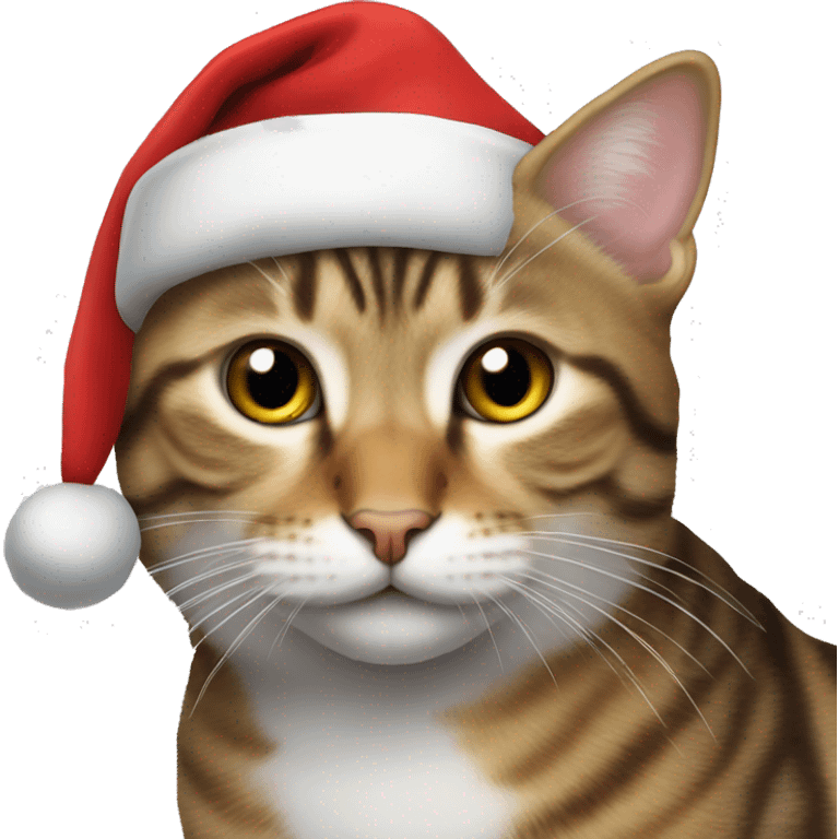 Tabby cat with Santa hat emoji