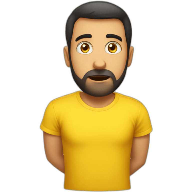 Armenian guy in a yellow t-Shirt is shocked emoji