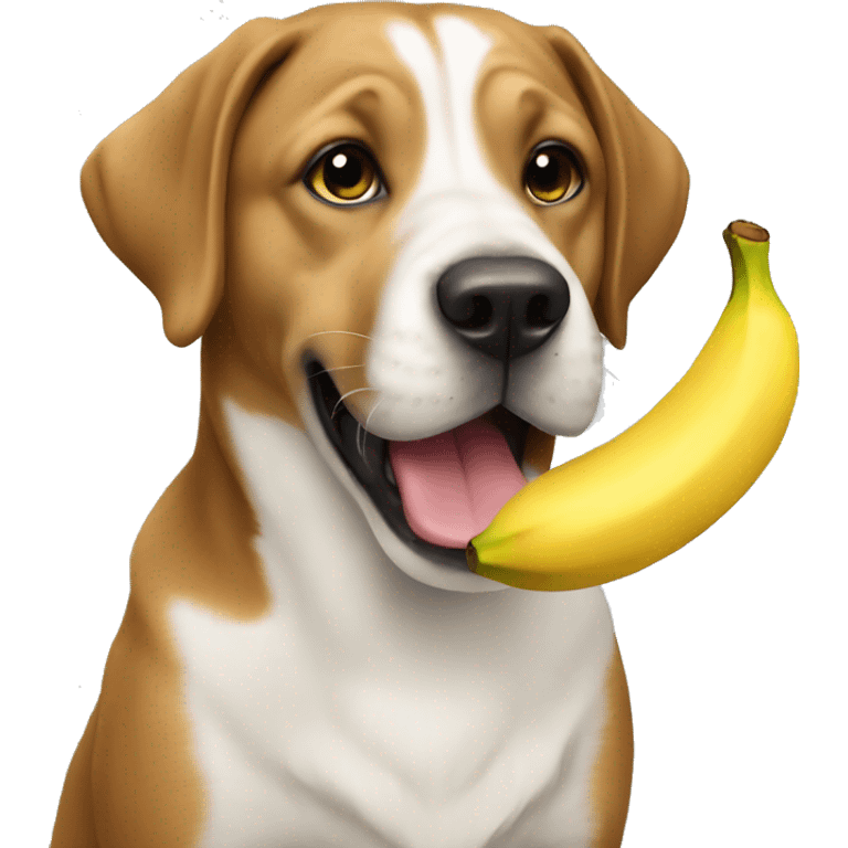 Dog eating banana emoji