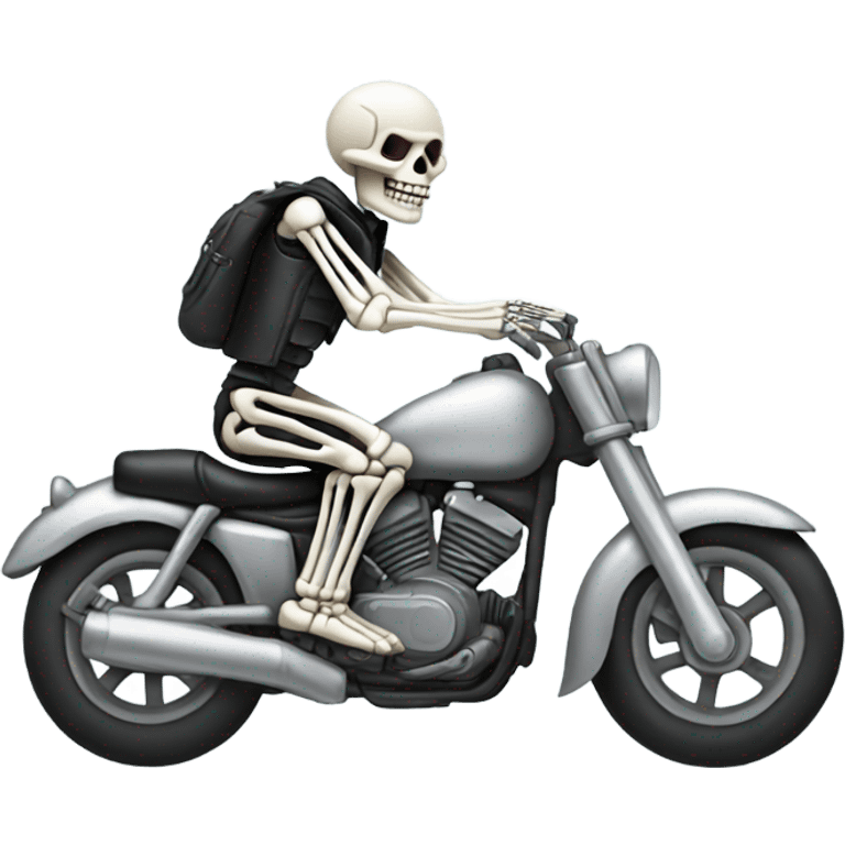 Silver skeleton riding a motorcycle  emoji