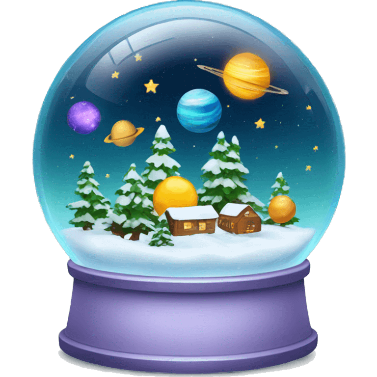 Snow globe with space planets inside emoji