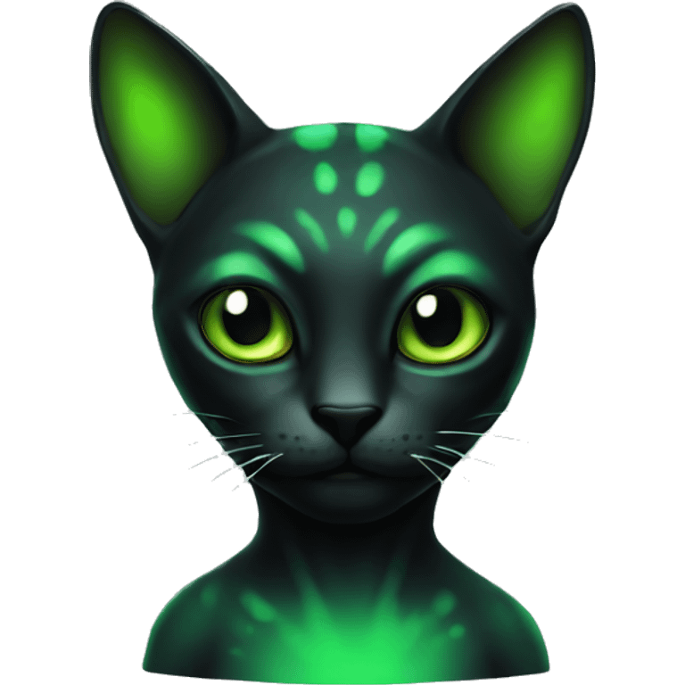 A black and green alien cat emoji