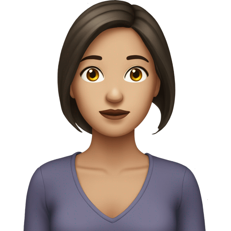 Brunette girl with diuble chin emoji