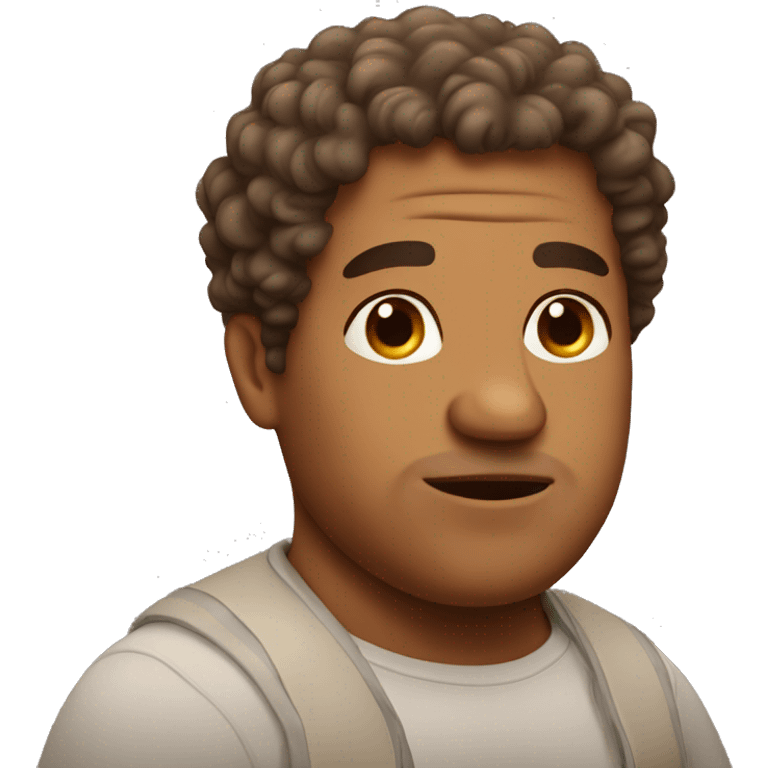 fat brown man with curly hair emoji