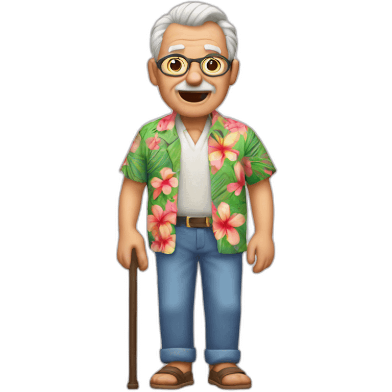 old man with cane and Hawaiian shirt emoji