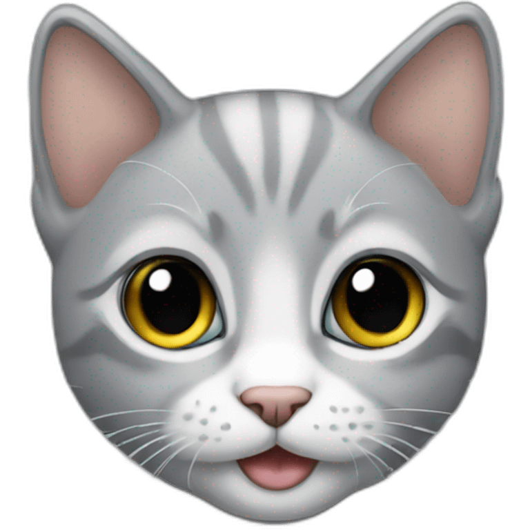 grey kitten with body showing emoji