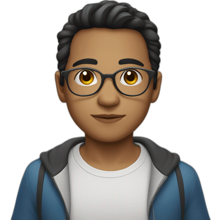 colombian boy with dark hair and round silver glasses emoji