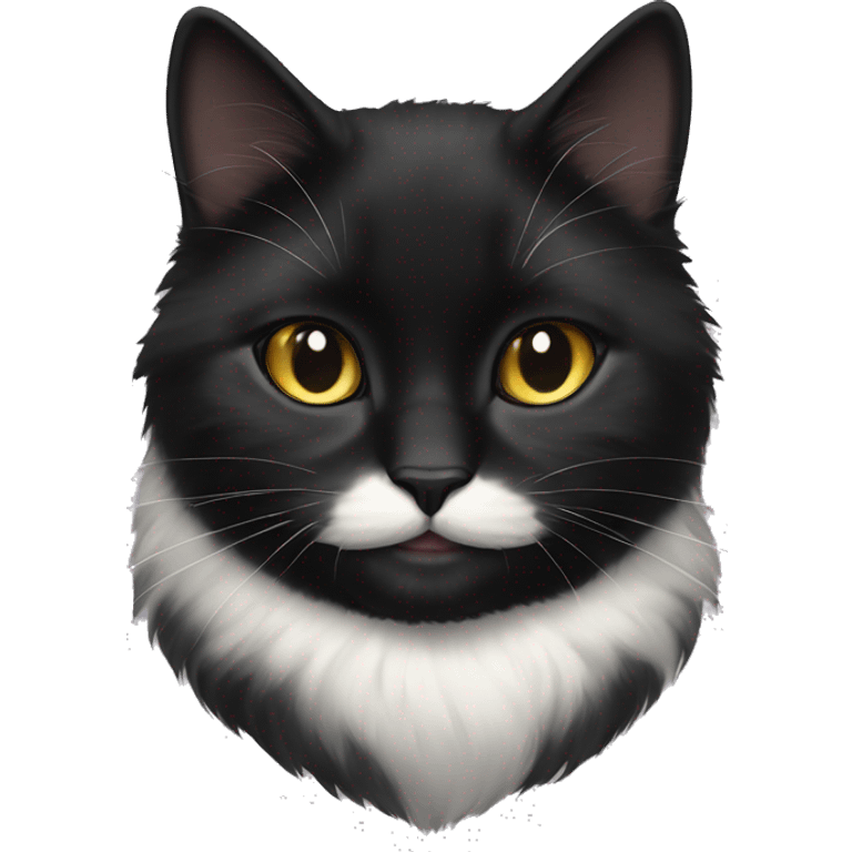 black cat with white top lip and fluffy emoji