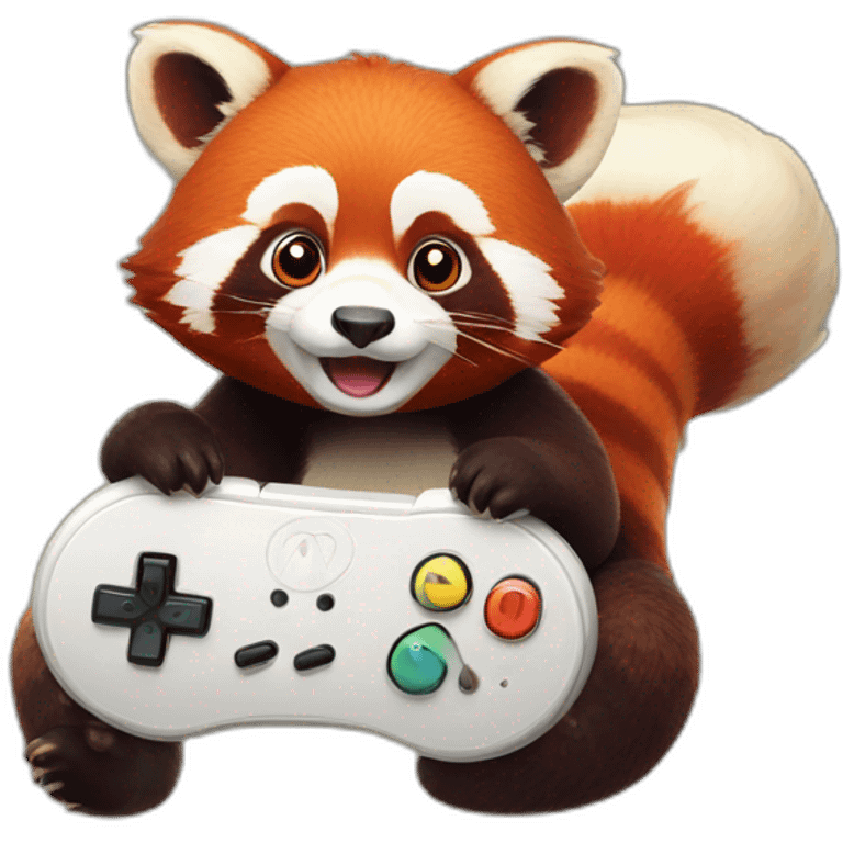 Red panda playing Nintendo emoji