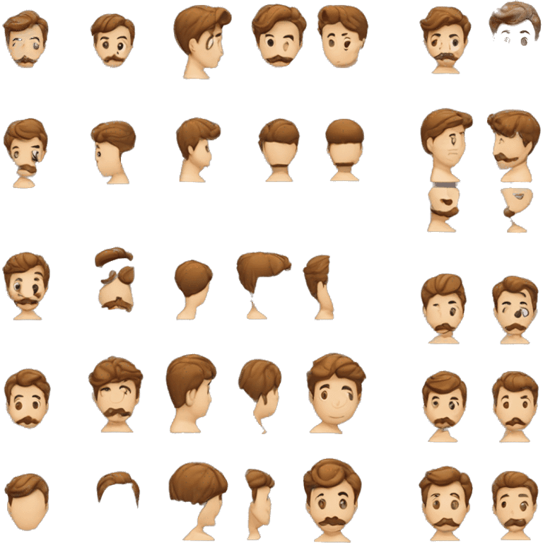 Homme jeune cheveux marron long nez et moustache  emoji