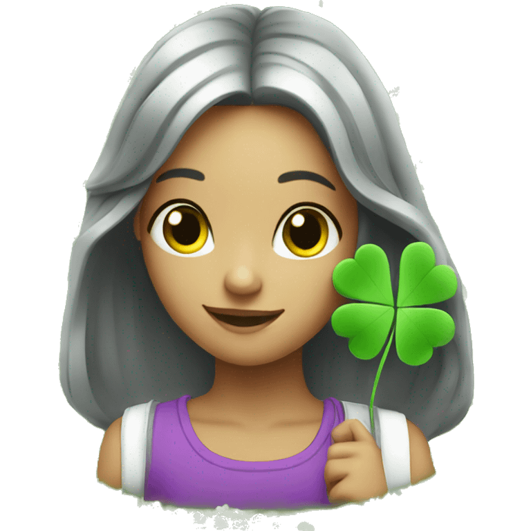 lucky girl whith clover emoji