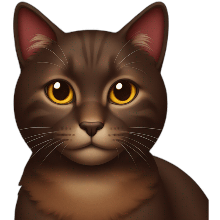 Dark brown and red cat emoji