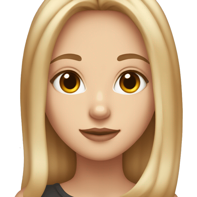 White girl with blonde balayage and brown eyes holding an orange cat emoji