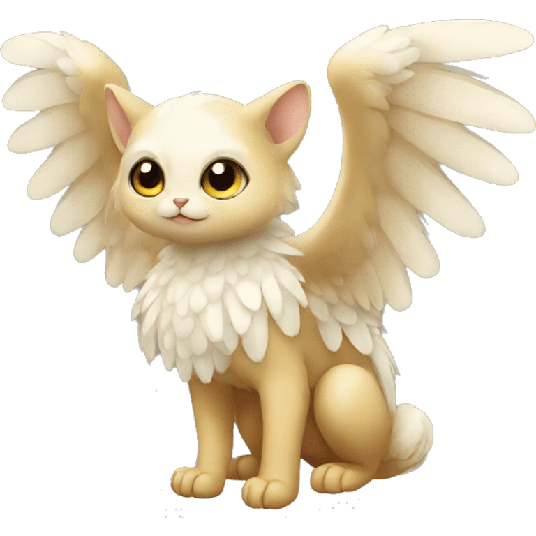 shy cute winged animal hybrid full body emoji